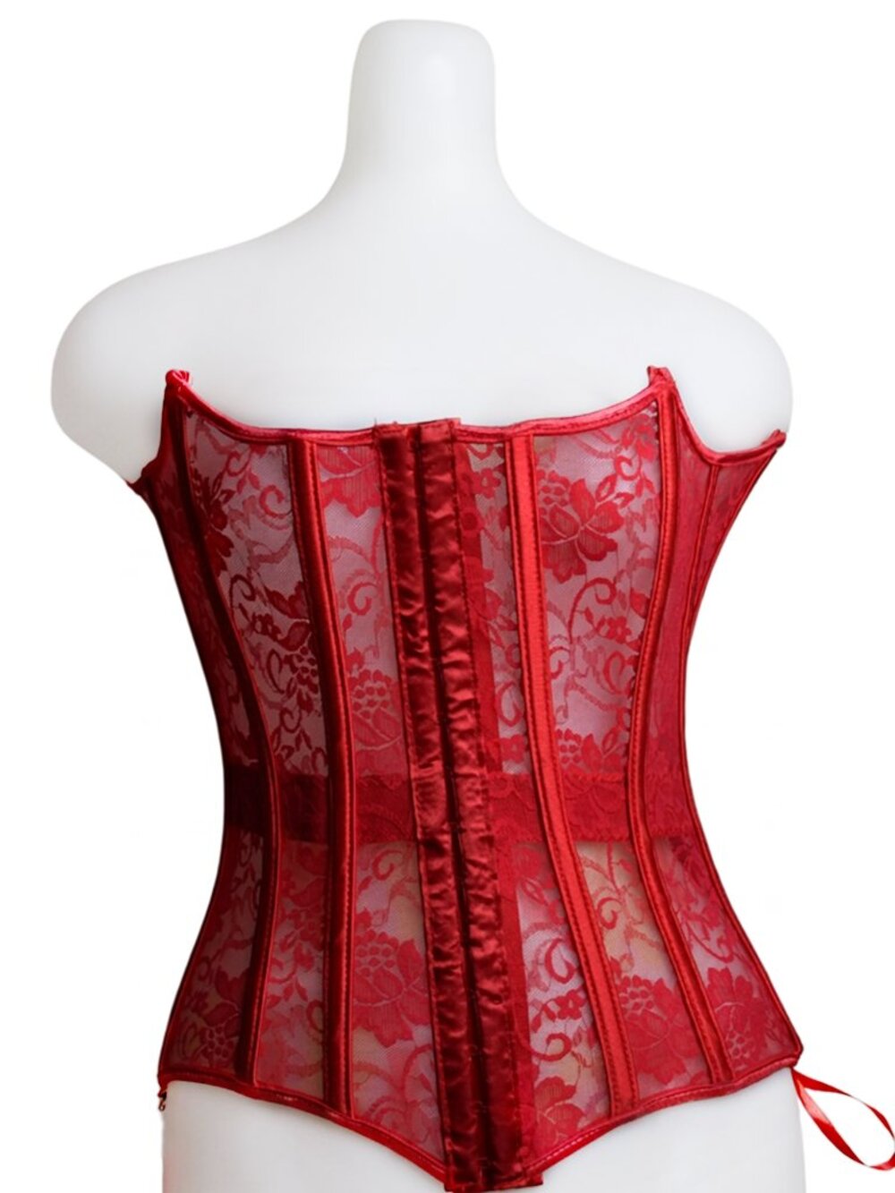 Coquette NWT Red Lace Waist Cincher Corset Bustier & Garter Size M MSRP $74 - Picture 1 of 12